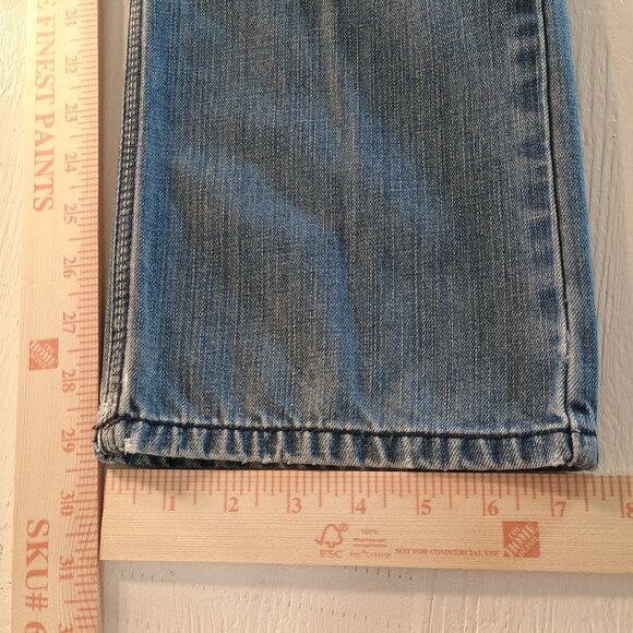 INC Berlin Men 30x30 Blue Jean 5-Pocket 100% Cotton Patched Washed Wide Leg Embr - Picture 8 of 8